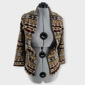 Energe World Wear Cardigan Women's S Nordic Design Open Front Boho Preppy